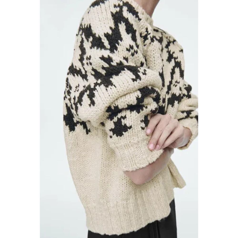 COS Fair Isle Wool Blend Crew Neck Sweater Chunky Knit Oversized Preppy Classic - Picture 2 of 16